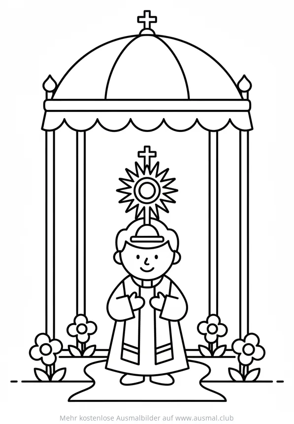 Ministrant unter Tragehimmel Ausmalbild