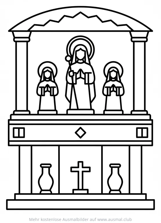 Heiligenstatue im Schrein Ausmalbild