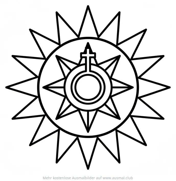 Eucharistie Symbol in Sonne Ausmalbild