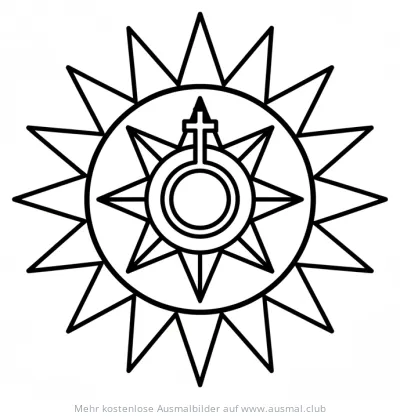 Eucharistie Symbol in Sonne Ausmalbild