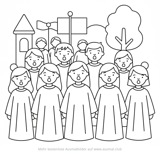 Chor bei Fronleichnamsprozession Ausmalbild