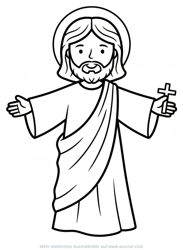 Jesus Christus mit Kreuz Ausmalbild