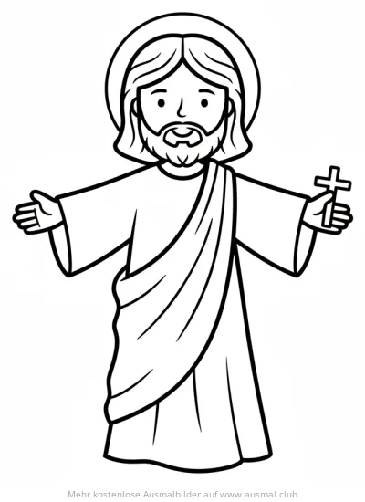 Jesus Christus mit Kreuz Ausmalbild