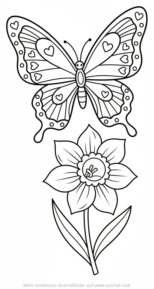Schmetterling und Narzisse Ausmalbild