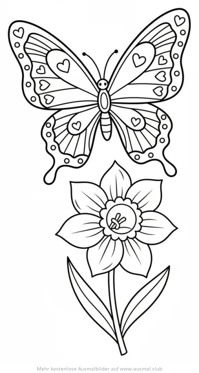 Schmetterling und Narzisse Ausmalbild