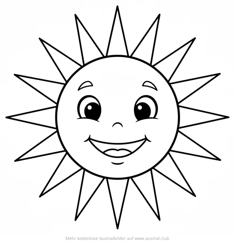 Freundliche Sonne mit Gesicht Ausmalbild