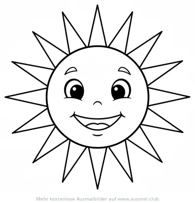 Freundliche Sonne mit Gesicht Ausmalbild