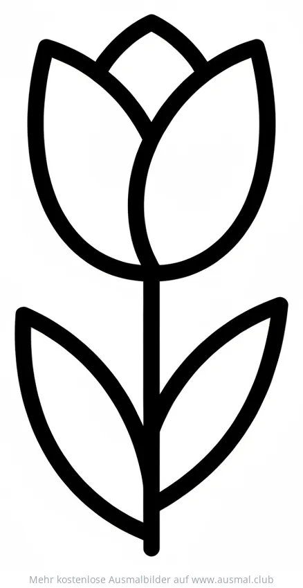 Einfaches Tulpen Ausmalbild mit Stiel und Blättern