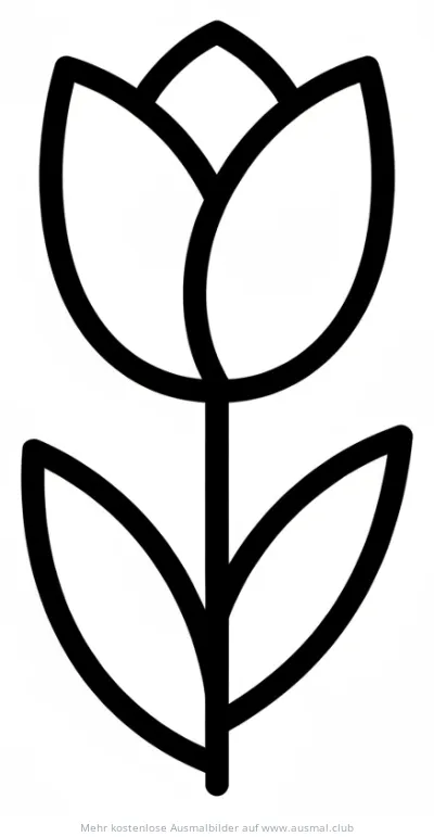 Einfaches Tulpen Ausmalbild mit Stiel und Blättern