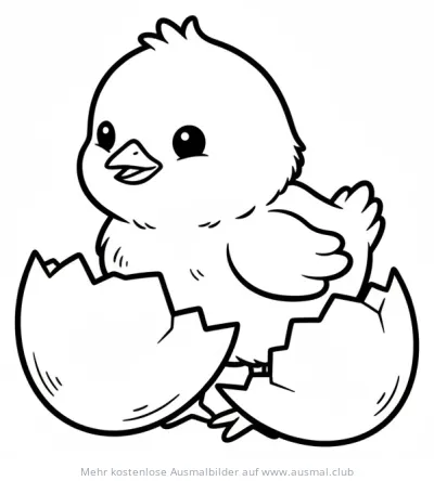 Küken schlüpft aus dem Ei Ausmalbild
