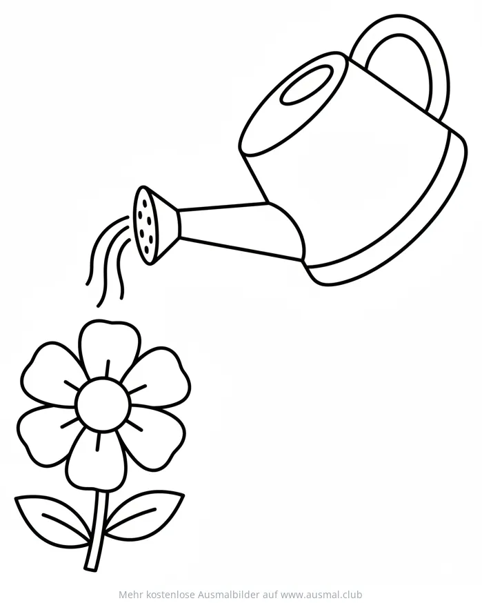 Gießkanne bewässert Blume Ausmalbild