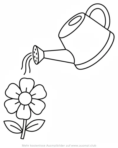 Gießkanne bewässert Blume Ausmalbild
