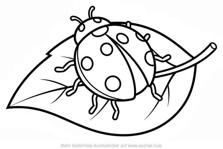 Marienkäfer auf Blatt Ausmalbild