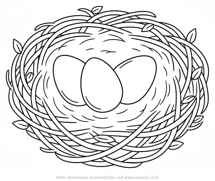 Vogelnest mit drei Eiern Ausmalbild
