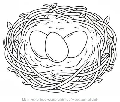 Vogelnest mit drei Eiern Ausmalbild