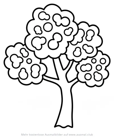Blütenbaum Ausmalbild mit vielen Blüten