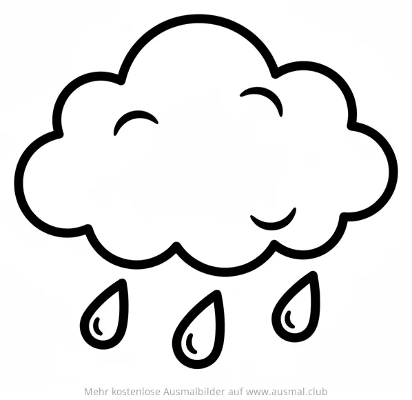 Wolke mit Regentropfen Ausmalbild