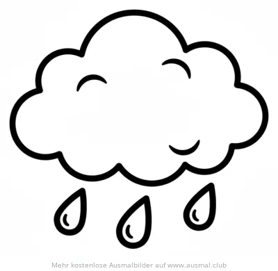 Wolke mit Regentropfen Ausmalbild