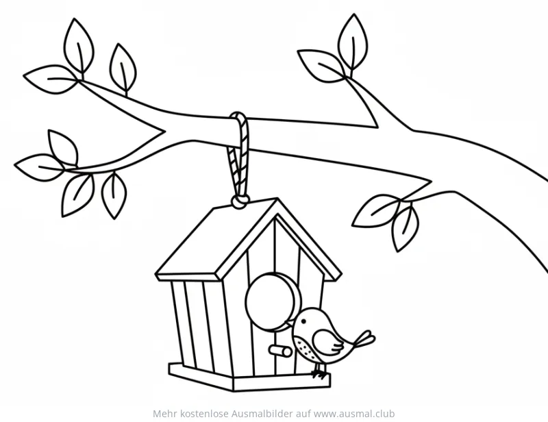 Vogelhaus mit Vogel Ausmalbild