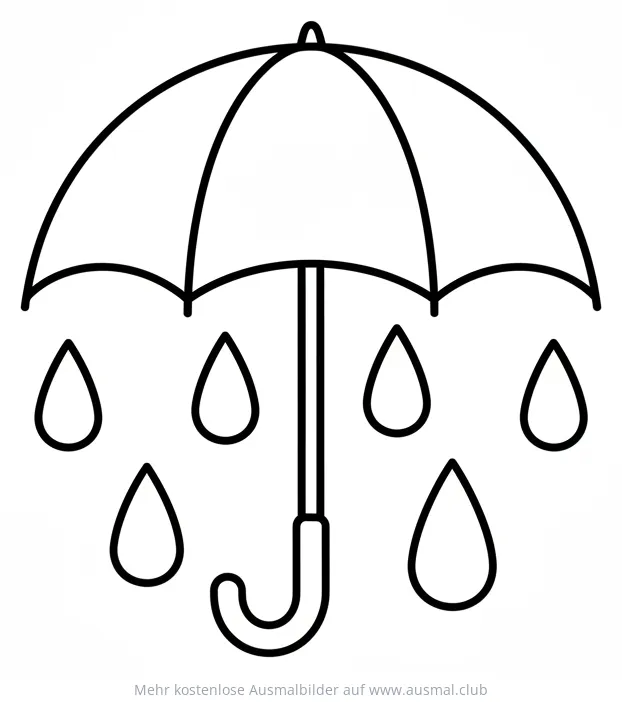 Regenschirm mit Regentropfen Ausmalbild