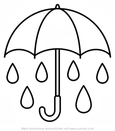 Regenschirm mit Regentropfen Ausmalbild