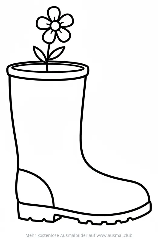 Gummistiefel mit Blume Ausmalbild