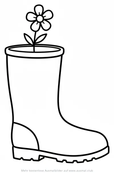 Gummistiefel mit Blume Ausmalbild