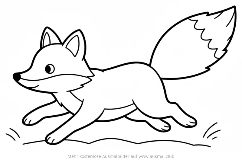 Fuchs Ausmalbild im Sprung