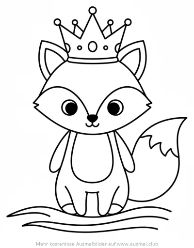Fuchs mit Krone Ausmalbild