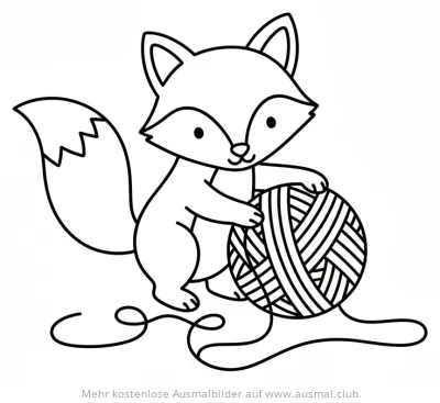 Fuchs mit Wollknäuel Ausmalbild