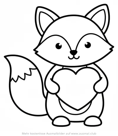 Fuchs hält ein Herz Ausmalbild