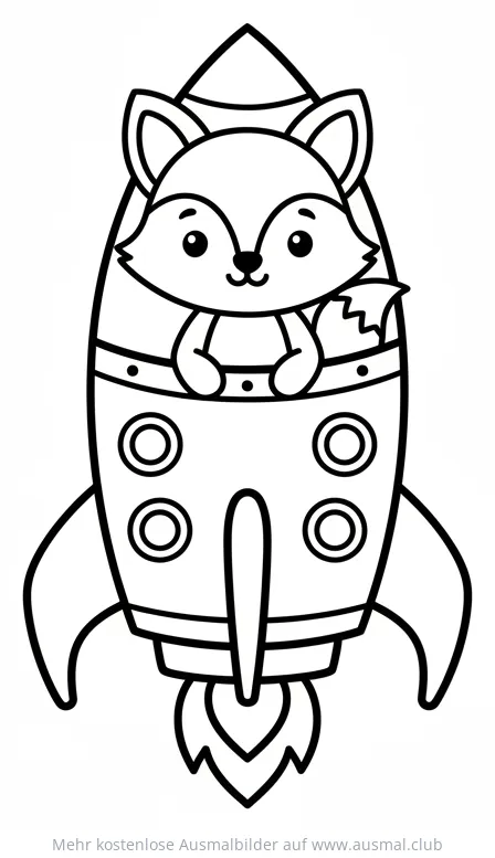 Fuchs in Rakete Ausmalbild
