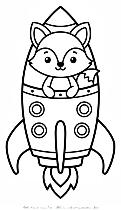 Fuchs in Rakete Ausmalbild