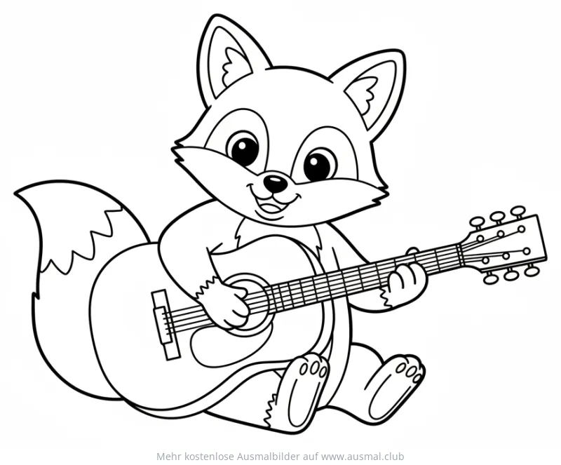 Fuchs mit Gitarre Ausmalbild