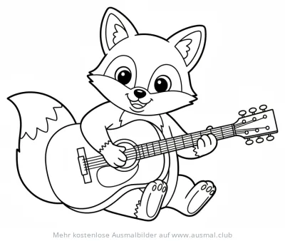 Fuchs mit Gitarre Ausmalbild