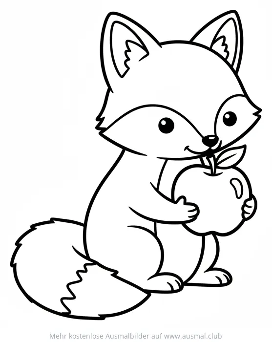 Fuchs mit Apfel Ausmalbild
