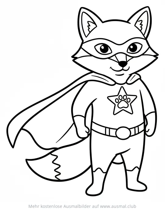 Fuchs als Superheld mit Umhang Ausmalbild