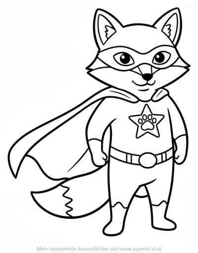 Fuchs als Superheld mit Umhang Ausmalbild