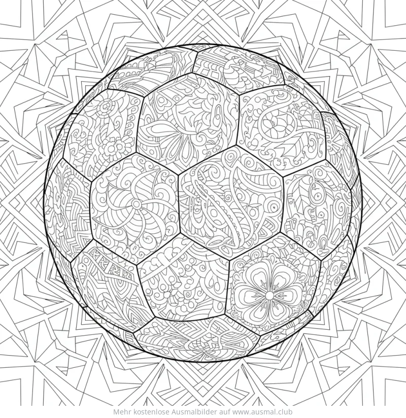 Fußball Ausmalbild mit detailreichen Mustern