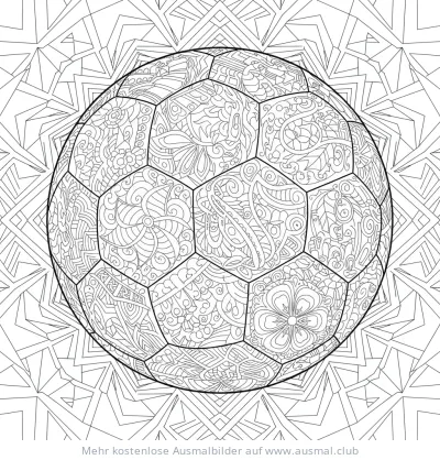 Fußball Ausmalbild mit detailreichen Mustern