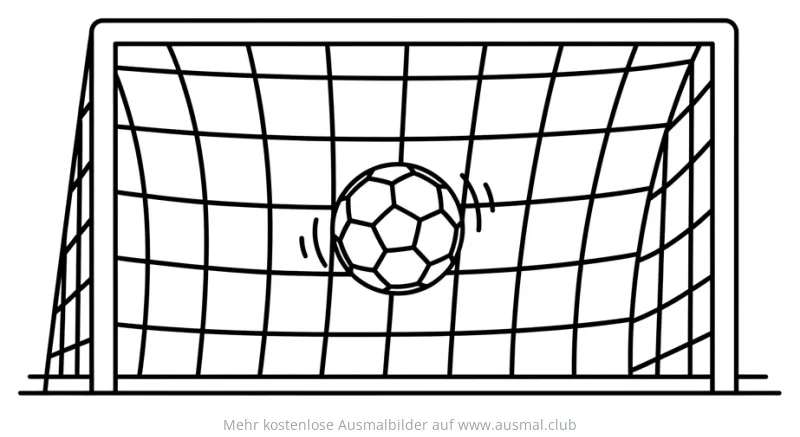Fußball im Tor Netz Ausmalbild