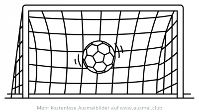 Fußball im Tor Netz Ausmalbild