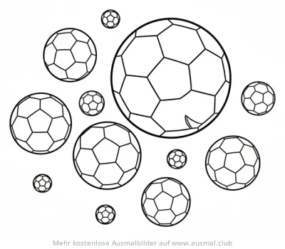 Fußball Ausmalbild mit vielen Bällen