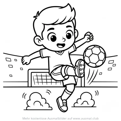 Fußballspieler beim Schuss Ausmalbild