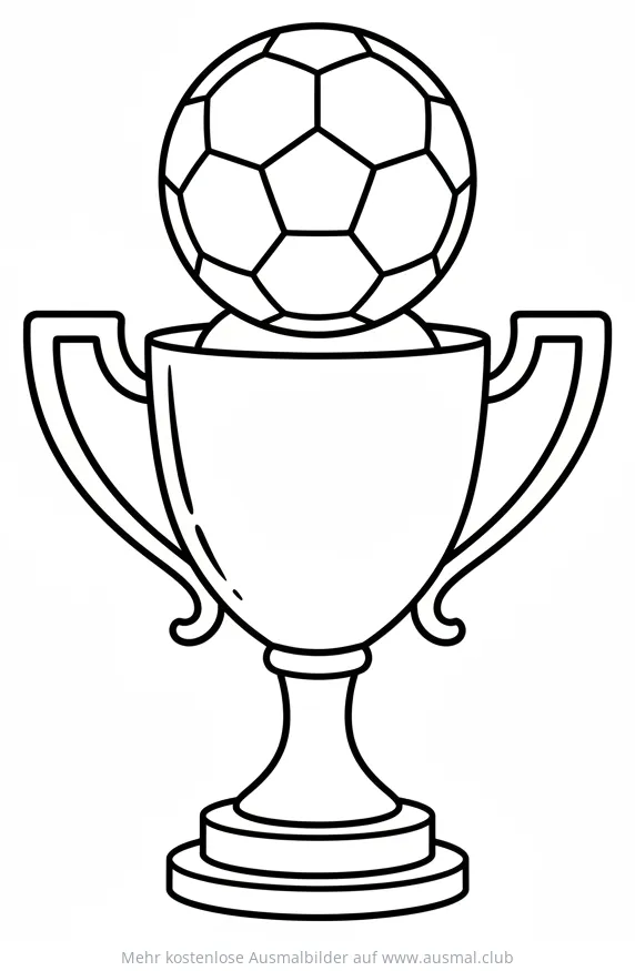 Fußball auf Pokal Ausmalbild