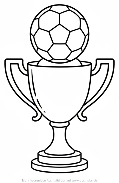 Fußball auf Pokal Ausmalbild