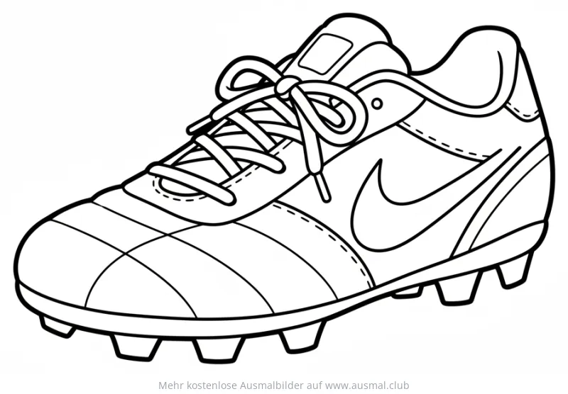 Fußballschuh Ausmalbild mit Schnürsenkeln und Stollen