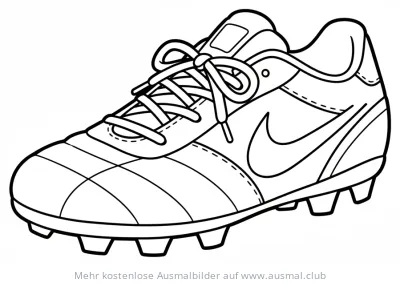 Fußballschuh Ausmalbild mit Schnürsenkeln und Stollen