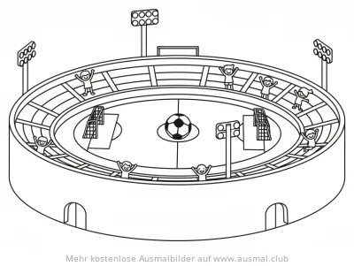 Fußball Stadion Ausmalbild mit jubelnden Zuschauern