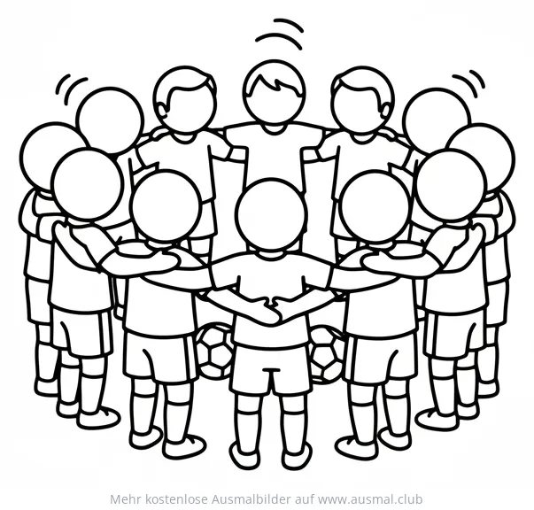 Fußball Team Spieler im Kreis Ausmalbild